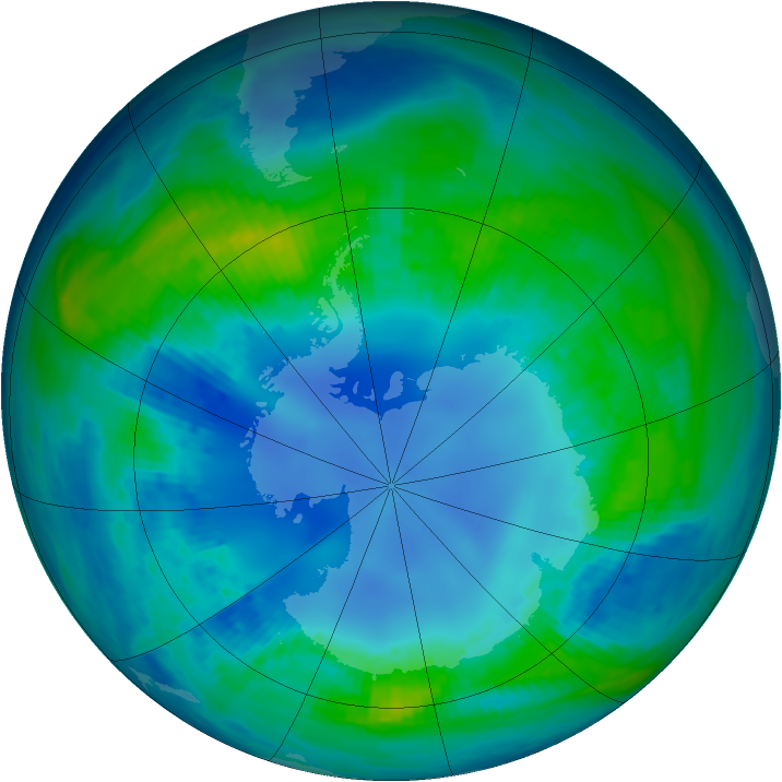 Antarctic ozone map for 28 April 1986